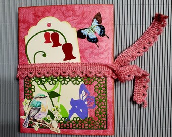 Rose & Butterfly Folio Journal: Handmade Pocket Notebook