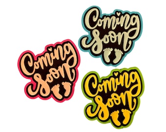 Coming Soon paper piece die cut embellishment scrapbook layout