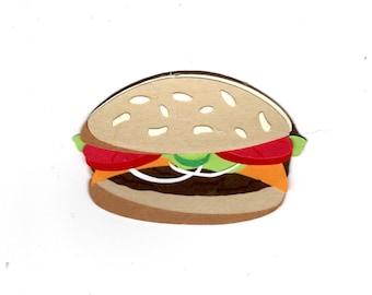 Hamburger paper piece scrapbook embellishments