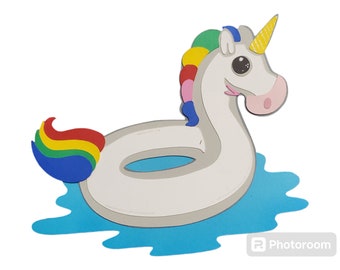 Unicorn pool float die cut for scrapbooking embellishment