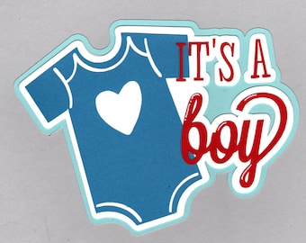 It's a Boy onesie paper piece die cut for scrapbook layouts