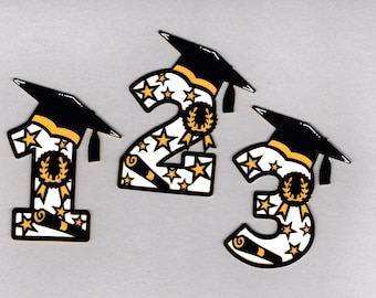 Graduation Numbers die cut paper pieces embellishments