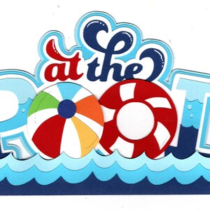 Titre Au bord de la piscine pour scrapbooking ou cartes, embellissement prédécoupé