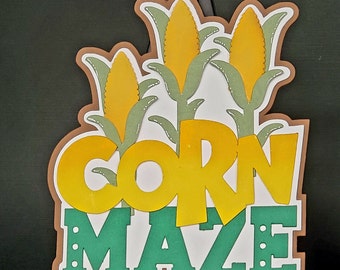Corn Maze title for Scrapbook / Card Die Cut Embellishment Paper Piecing