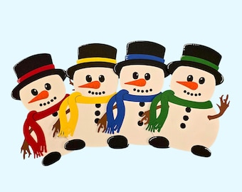 Snowman paper piece die cut embellishment for scrapbook layout