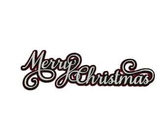 Merry Christmas fancy title for scrapbook layout handmade die cut paper piecing embellishment