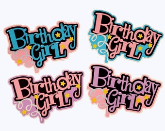 Birthday girl title for card or scrapbook layout die cut embellishment