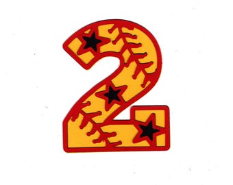 Softballl Numbers die cut paper piecing scrapbook embellishment
