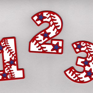 Baseball Numbers die cut paper piecing scrapbook embellishment