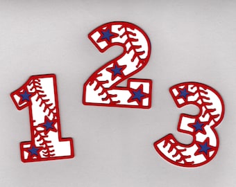 Baseball Numbers die cut paper piecing scrapbook embellishment