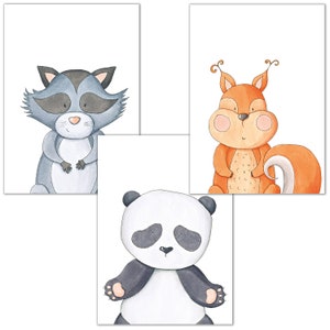 Poster children&#39;s room, 3 pictures for children&#39;s room and baby room decoration, children&#39;s pictures with animals for girls & boys, murals with premium
