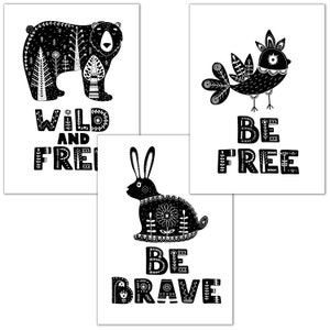 Poster children&#39;s room, 3 pictures for children&#39;s room and baby room decoration, children&#39;s pictures with animals for girls & boys, murals with premium