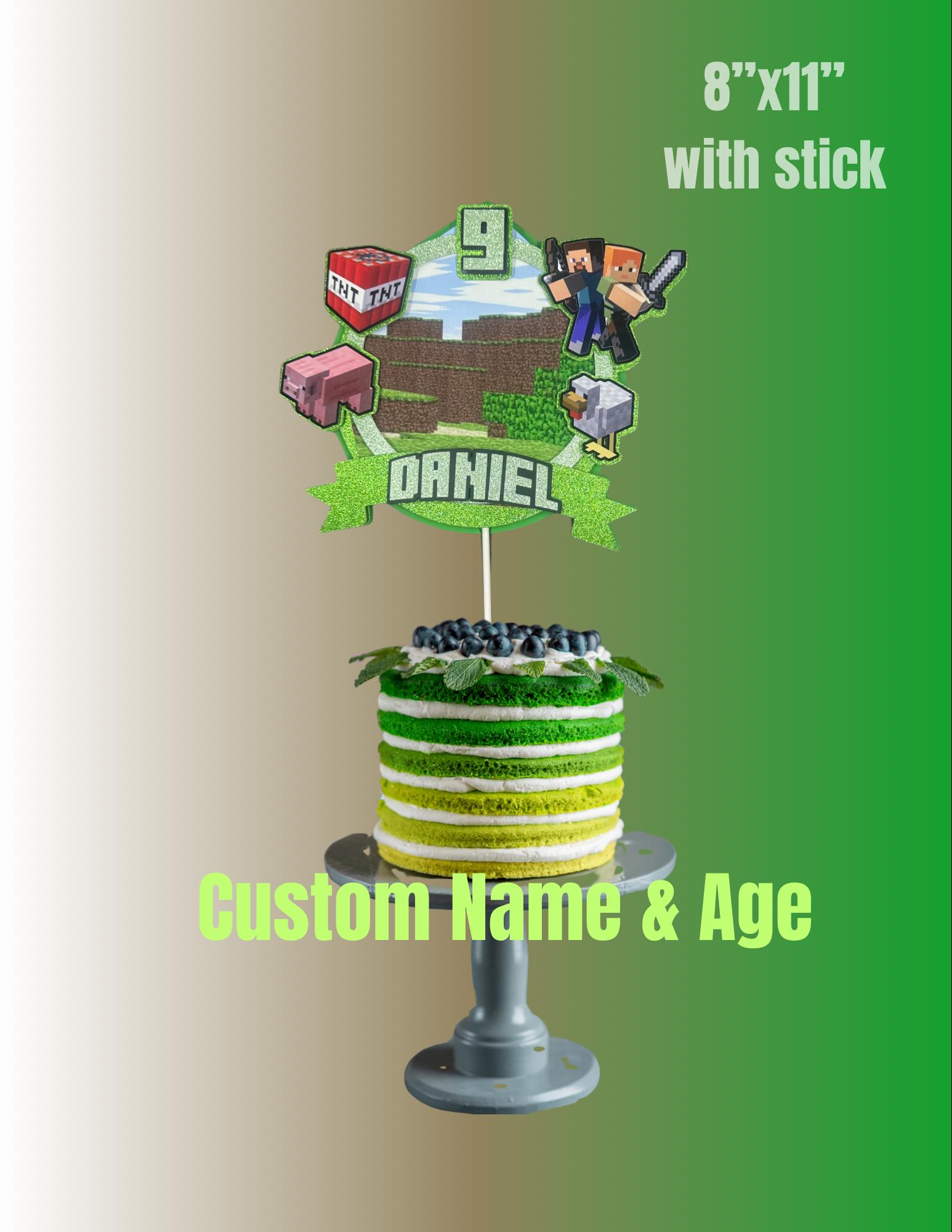 Custom Minecraft 3D Cake Topper