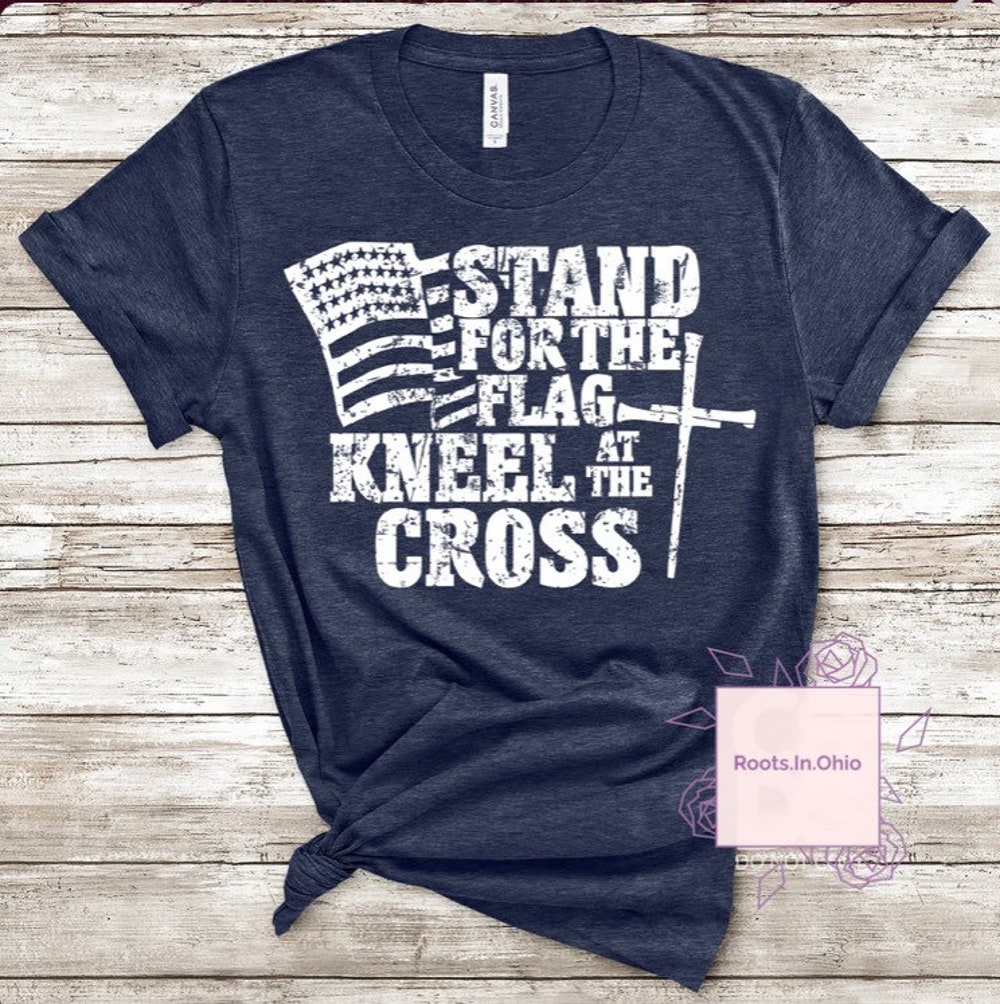 Stand For The Flag Kneel For The Cross T Shirt - Religious - Patriotic - American Flag - God, Bible Shirt, Men’S T Shirt, Father’S Day Gift