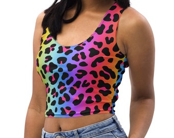 Rainbow Leopard Print Crop Top| 90s Bachelorette | Y2K Crop Top | Pride Crop Top | Frank Outfit | Lisa Shirt