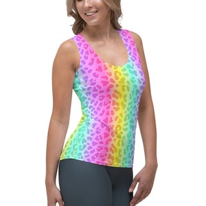 Neon Rainbow Leopard Tank Top | Rave Top | Rave Wear | Neon Rave Outfit ...