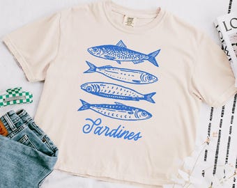 Italian Summer Tee Sardine Shirt Fisherman Aesthetic Cute Summer Comfort Colors Shirt Italy Shirt