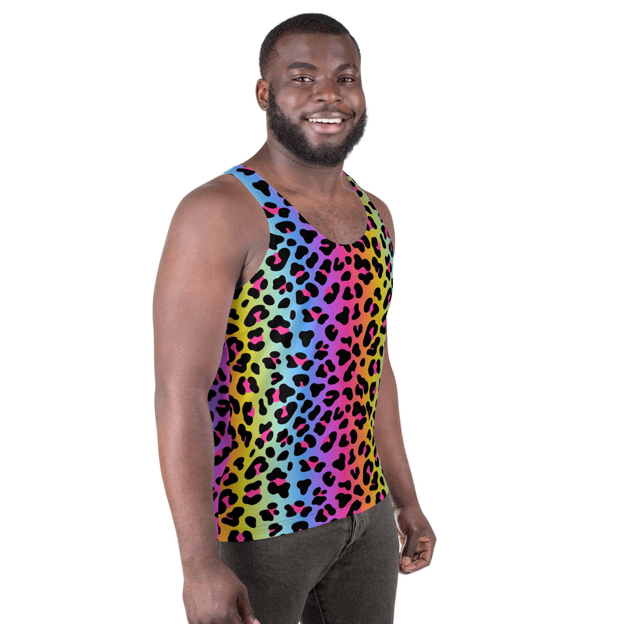 Rainbow Leopard Cheetah Print Tank Top | 90s Party Theme Shirt