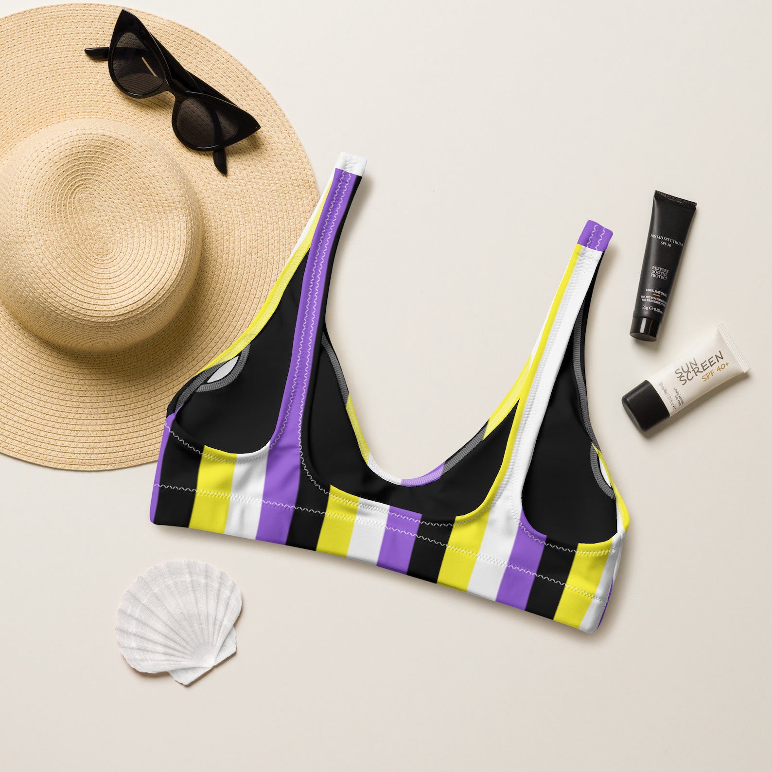 Nonbinary Pride Flag Bikini Top ENBY Swim Suit Recycled Etsy