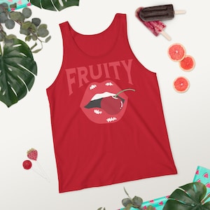 Fruity Tank Top Vintage Pride Shirt Fruity Crop Top  Funny Pride Month Shirt Retro Cherry Feeling Fruity Men&#39;s Pride Shirt Muscle Tank