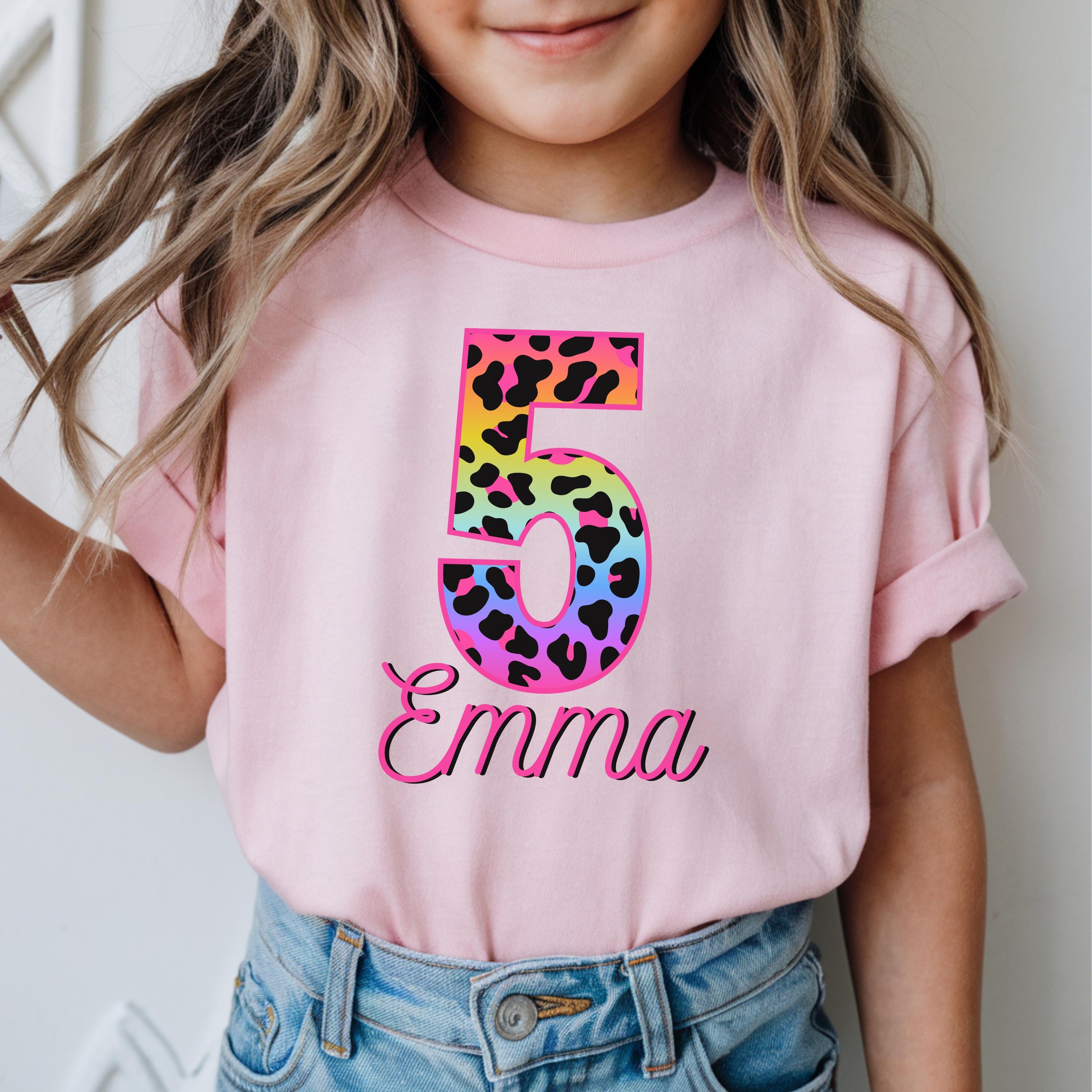 Personalized Name Shirt | Kid's Birthday Shirt | Rainbow Leopard Frank Lisa Shirt | Birthday Girl Shirt | Custom Birthday Shirt