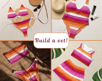 Lesbian Pride Swim Suit | Gay Pride Bikini | Lesbian Pride Outfit | Pride Top | Queer Bikini Set