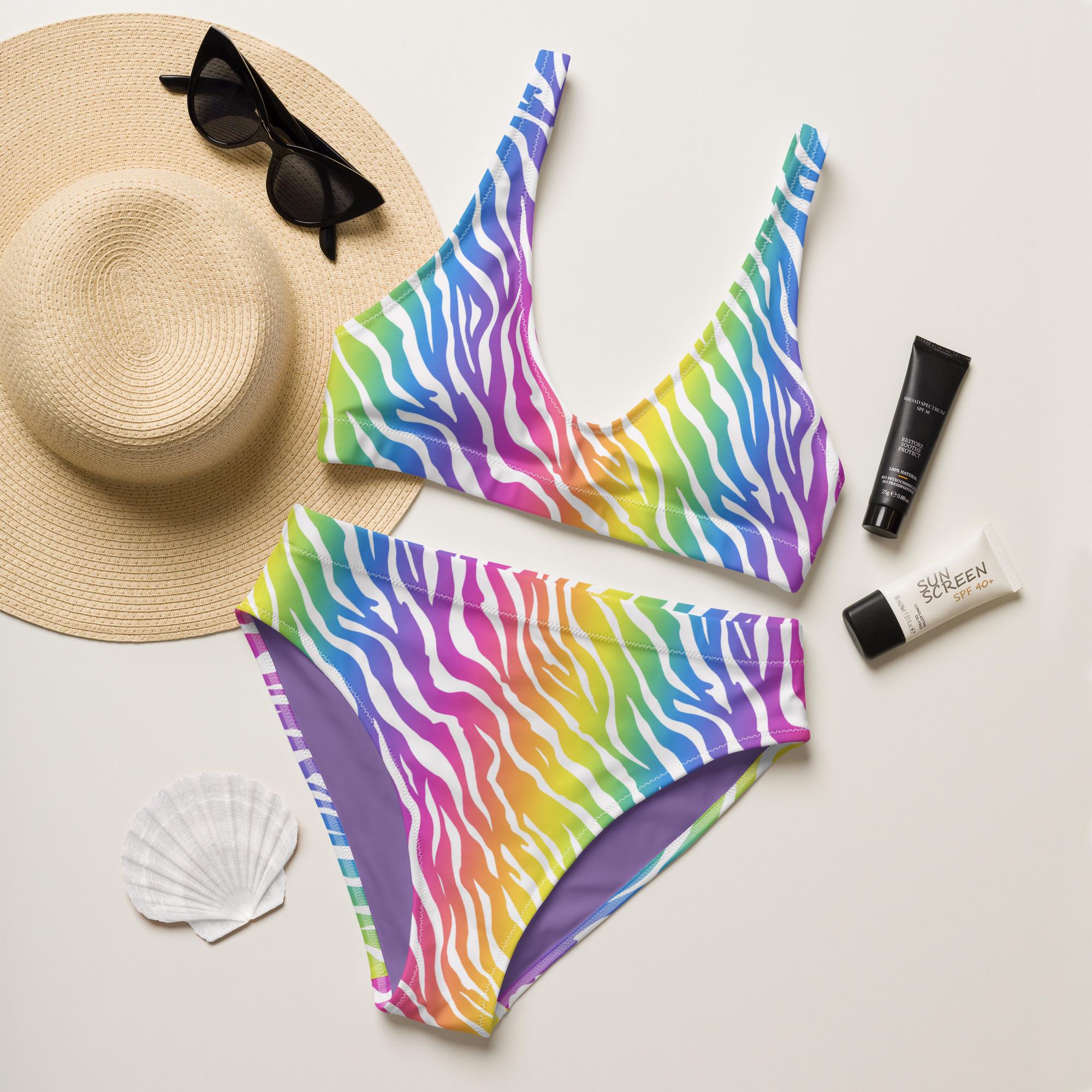 【関税送料込】CUPSHE Rainbow Zebra Asymmetrical 水着 関税送料込】CUPSHE Rainbow Zebra Asymmetrical 水着 (CUPSHE