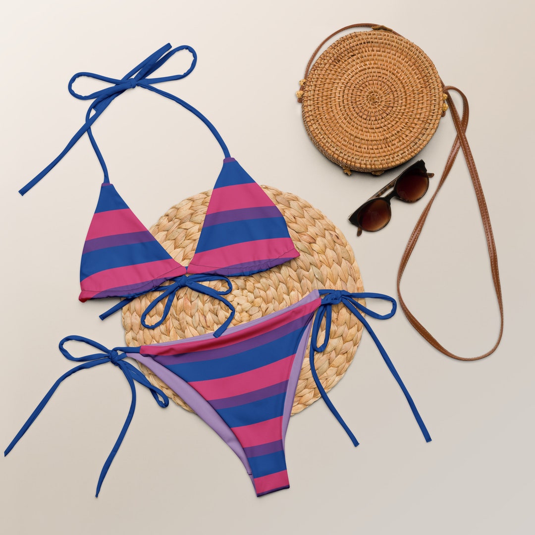 Bisexual Pride Bikini Set Bi Pride Swim Suit Bisexual String Bikini - Etsy