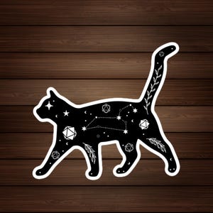 DND Cat Sticker D20 Dungeons and Dragons DM Player Gift for Girlfriend Dnd