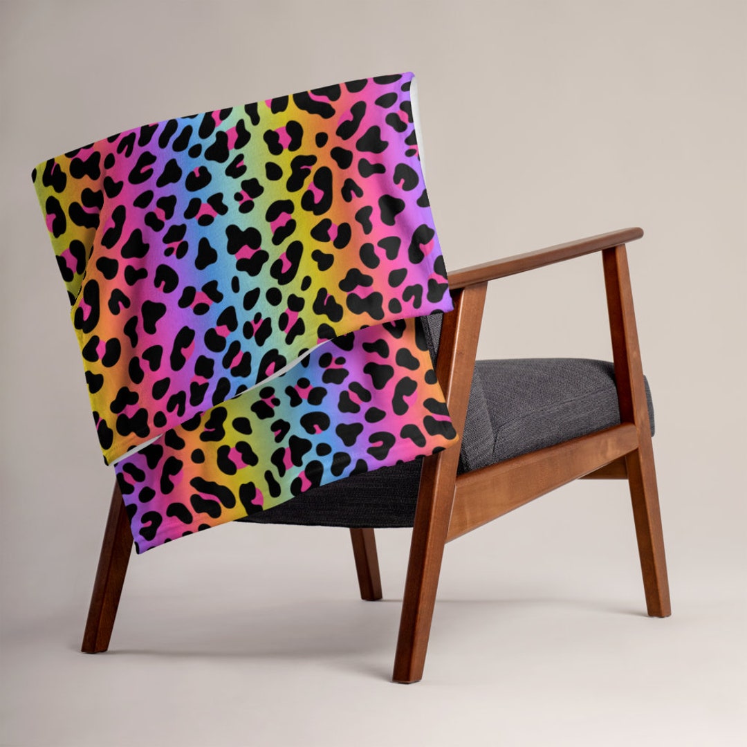 Rainbow Cheetah Print Throw Blanket 90s Neon Animal Print Etsy