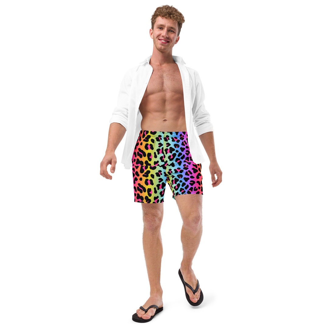 Rainbow Leopard Print Gay Pride Swim Trunks Pride Swim Shorts - Etsy