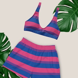 Bisexual Pride Flag Swim Suit | Bi Pride Recycled High Waisted Bikini Set | Bisexual Pride Outfit | Bi Flag Bikini