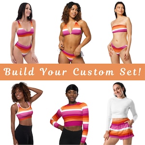 Lesbian Pride Swim Suit | Gay Pride Bikini | Lesbian Pride Outfit | Pride Top | Queer Bikini Set