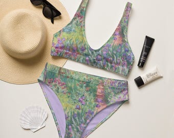 Claude Monet High Waisted Cottagecore Bikini Set | Vintage Art Style Swim Suit | Sexy Plus Size Bathing Suit Cheeky Bottoms