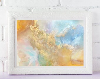 Rainbow art/Alcohol ink art/Abstract art/Unique abstract painting/Fluid art/Wall decor/Gift/Glitter painting/Shimmer rainbow