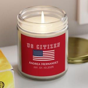 Naturalization Gift Patriotic Candle New US Citizen Candle Custom Name Candle Americana Decor House Gift American New Home USA Citizen Gift