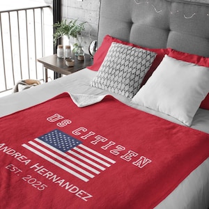 US Citizen Velveteen Blanket Personalized Citizenship Gift Naturalization American Citizen American Flag Long Distance Gift New Beginning