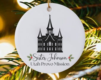 Custom LDS Sister Missionary Name Tag Ceramic Ornament Personalized Missionary Ornament Missionary Gift LDS Temple Christmas Christian Gift