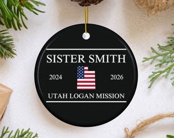 Custom LDS Sister Missionary Name Tag Ceramic Ornament Personalized Missionary Ornament Missionary Gift