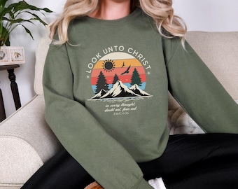 2025 Youth Theme &quot;Look Unto Christ&quot; Unisex Sweatshirt | LDS Girls Camp Shirt | Think Celestial | Christian Gift for Young Women and Leaders