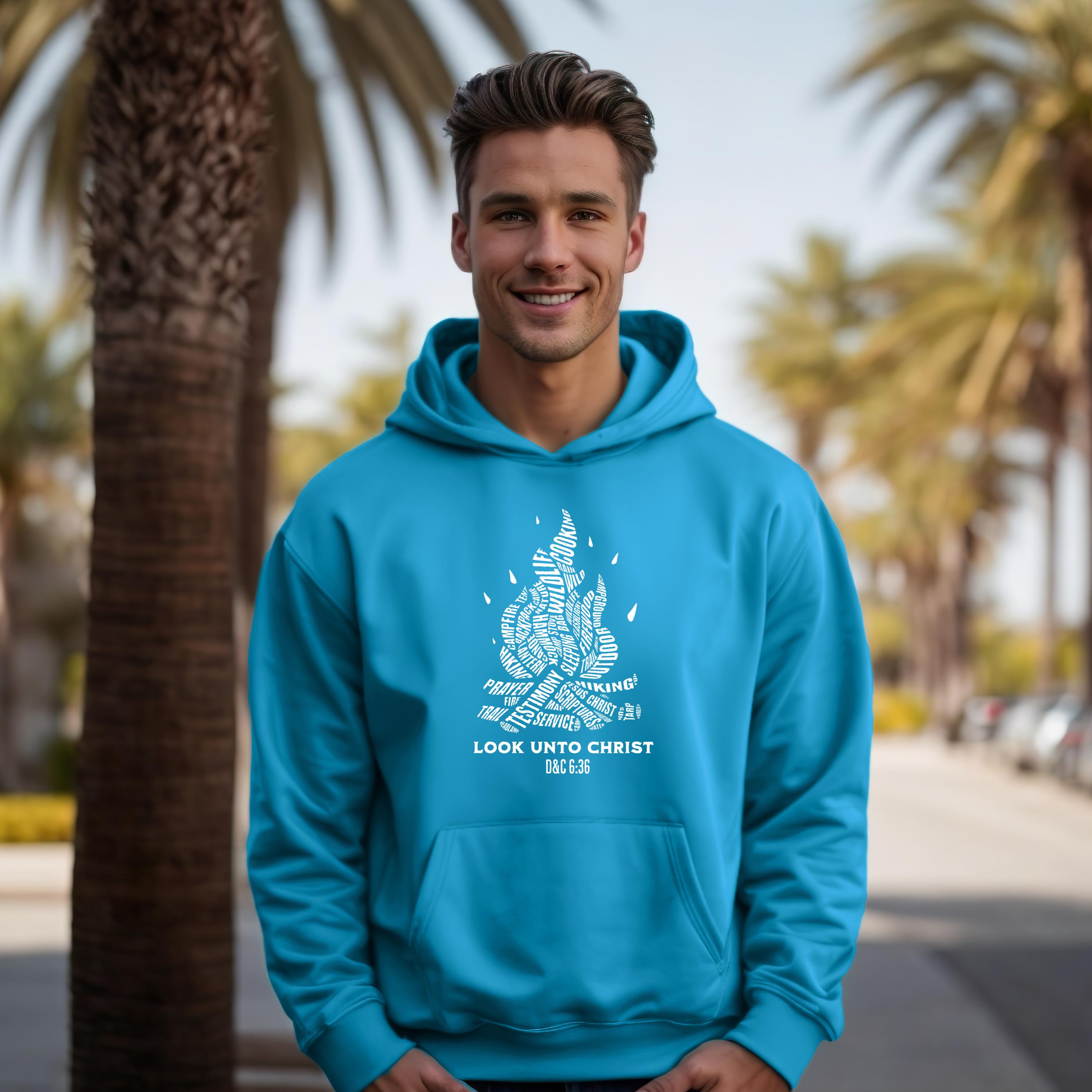LDS Young Men Camp Hoodie 2025 "Look Unto Christ" Youth Theme Unisex Hoodie Christian Gift for Teen Boys Youth Leaders and Missionaries