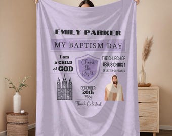 Custom LDS Baptism Blanket Velveteen Plush "My Baptism Blanket" CTR Gift for Girl Room Decor Baptism Gift for Girls Choose the Right Gift