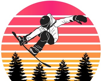 Snowboard SVG, Retro Snowboarding SVG, Skifahren Clipart, Snowboard geschnitten Datei, Wintersport svg, Skifahrer svg, Kontur svg-Dateien