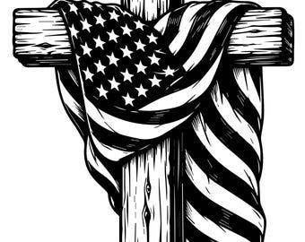 Drapeau américain croix SVG | Drapeau des Etats-Unis Croix Svg | Croix patriotique Svg | Croix chrétienne de drapeau | Foi patriotique SVG | Jour du souvenir SVG