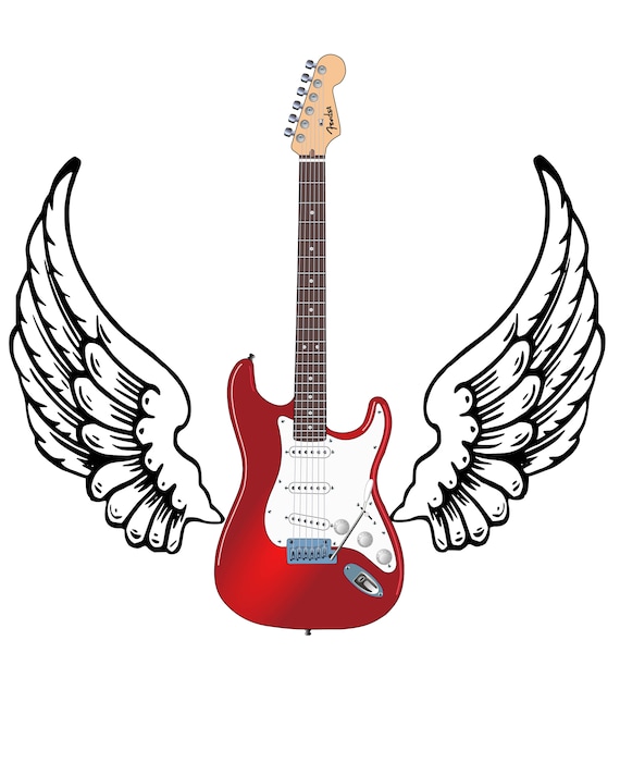 How To Draw A Guitar With Wings