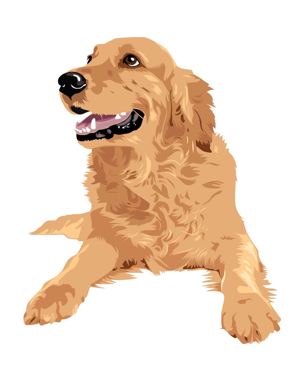 Golden Retriever SVG, Goldie Clipart, Golden Retriever Illustration, Golden Retriever Drawing