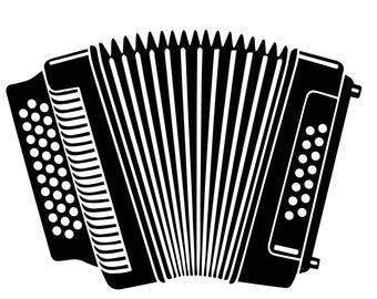 Acordeón SVG / Silueta de acordeón / Instrumento musical SVG / Música vintage SVG / Archivo de corte de instrumento folclórico / Música SVG para Cricut