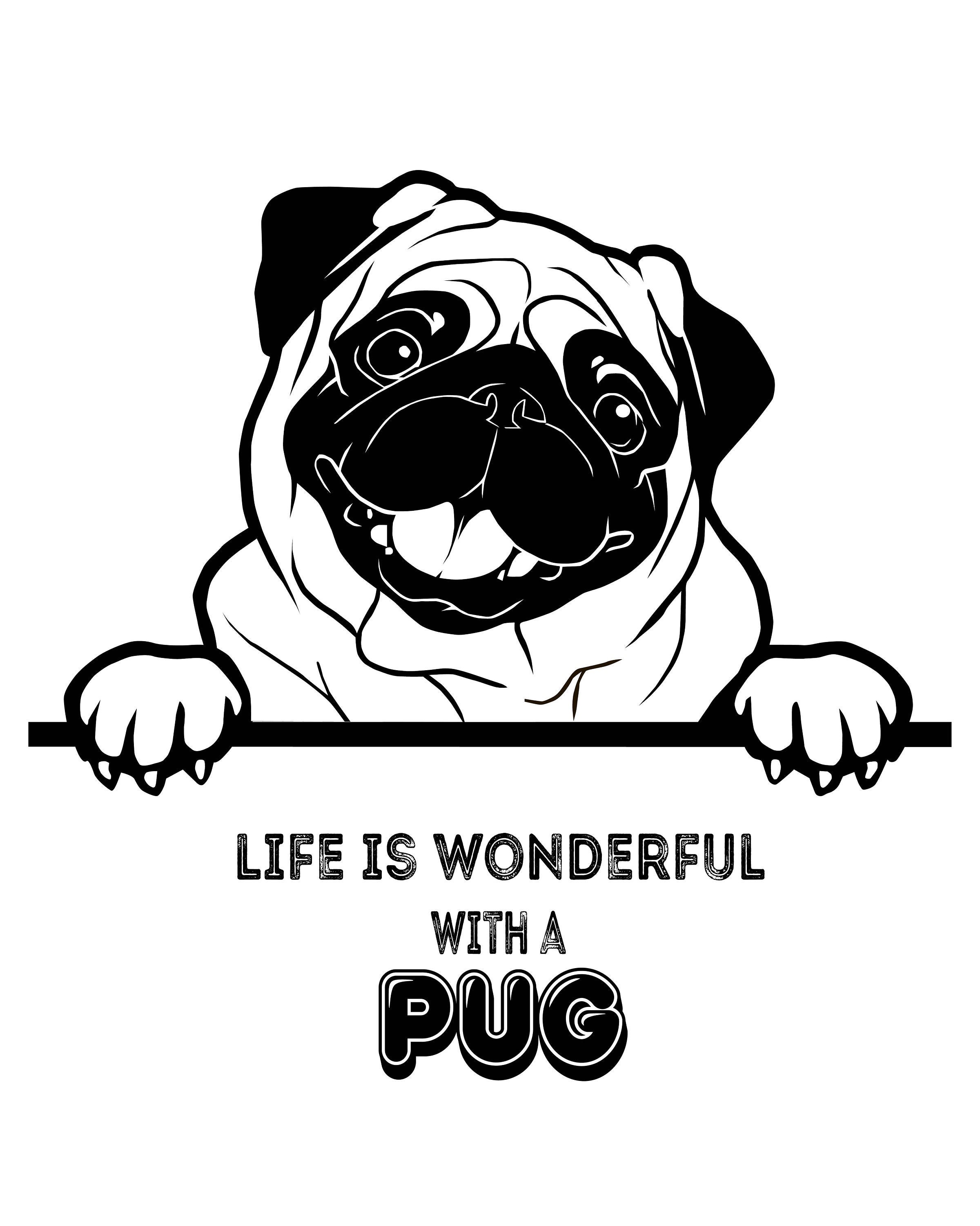 Peeking pug svg, Pug head svg, dog svg, pug face, svg, cute pug face