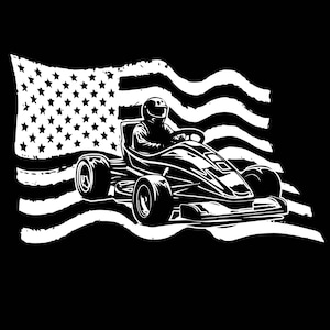 Gokart Svg Clipart, Gocart Png, Go Cart Silhouette Svg, Gokart Cutting Cut Files, Gokart Image File, Gocart American flag