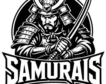 Samurai Mascot SVG, Japanese Warrior Svg, Ronin Mascot Logo, Katana Warrior Svg, Sports Team Mascot, Cricut Cut File, PNG DXF, Clipart